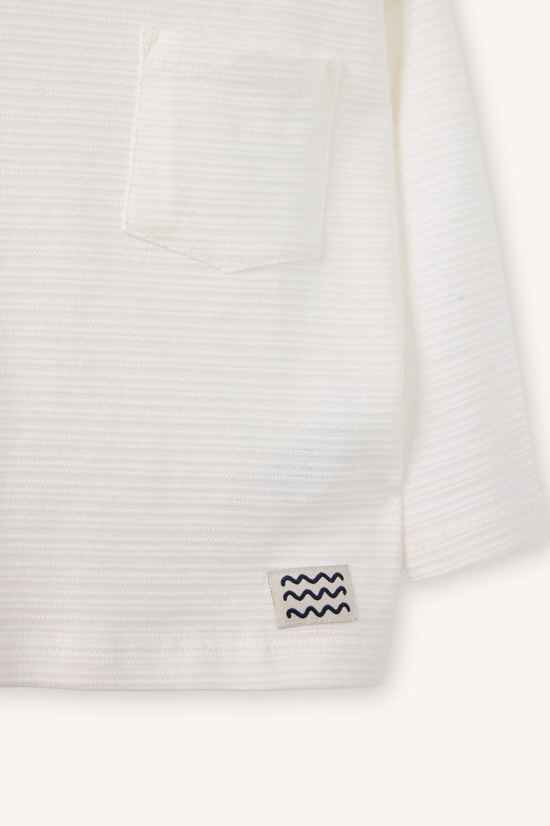 ديفاكتو تيشيرت أولادي كم طويل وياقة دائرية للرضع - Image 2